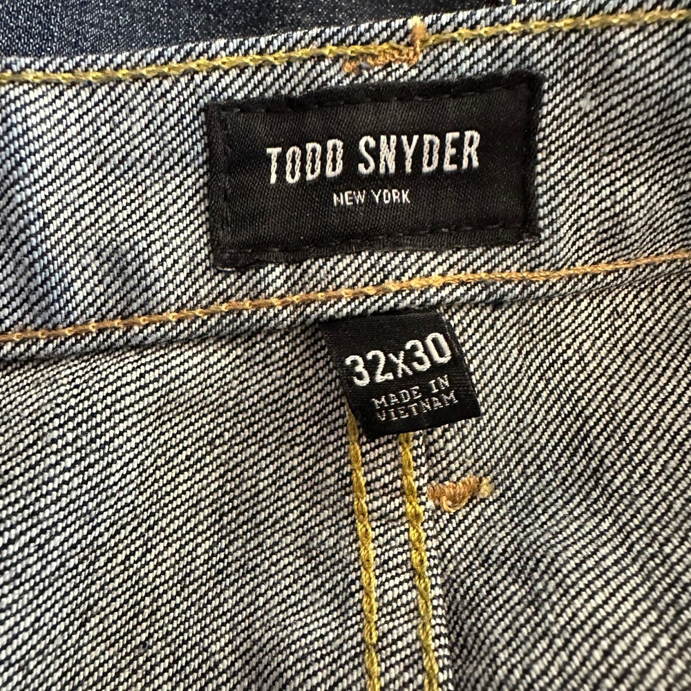 Todd Snyder Mens Selvedge Denim Jeans Dark Wash Indigo Button Fly Slim Straight - Picture 13 of 16
